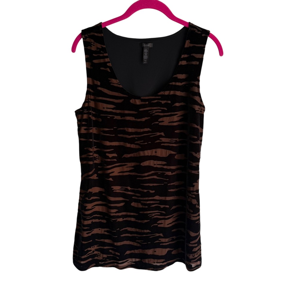 SOMA INTIMATES Black Velvet Animal Print Sleeveless Top, S